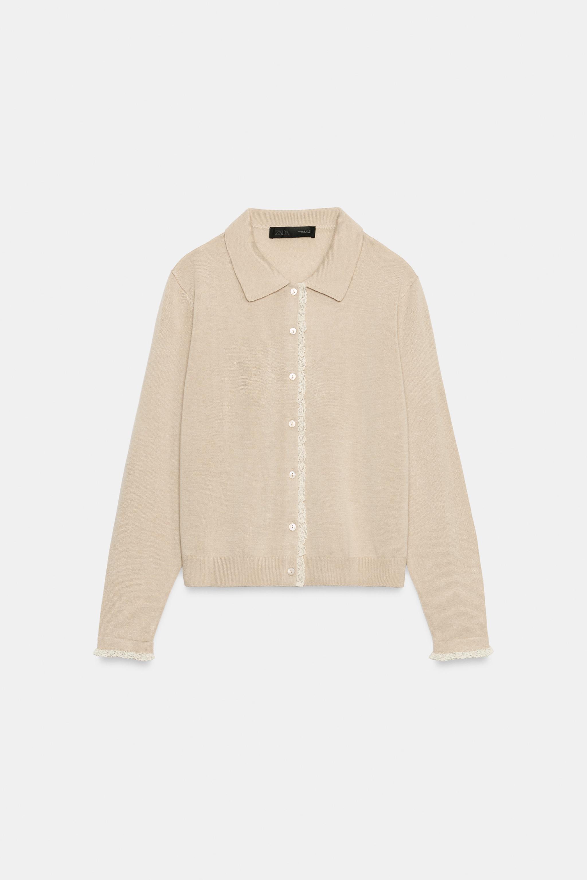 GILET EN MAILLE COMBINÉE AVEC DENTELLE